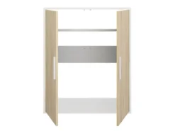 Schrank Unter Dachschräge Mit 2 Türen - Weiß & Holzfarben - ADEZIO