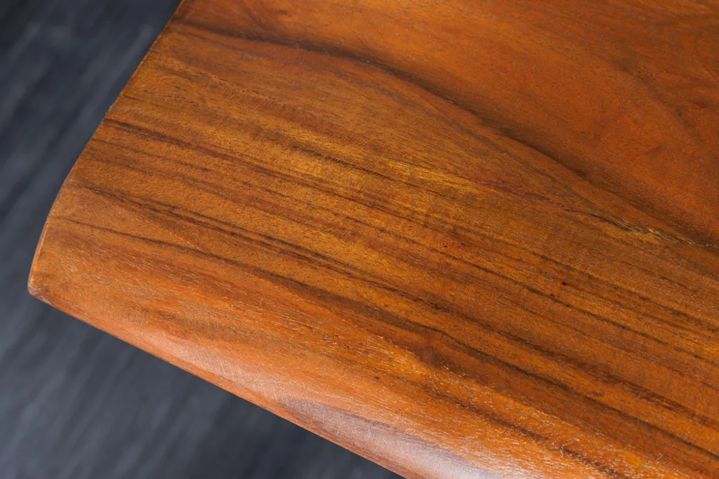 Massiver Schreibtisch WILD 110cm Akazienholz Baumkante Mit Schublade Metallbeine – Bild 7