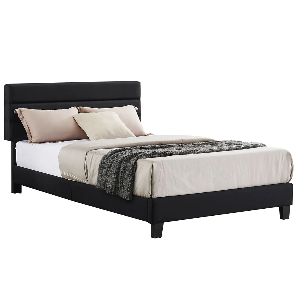 Polsterbett WASHINGTON 120x200 Cm, Einzellbett Mit Stoffbezug In Schwarz, Modernes Gästebett Im Skandinavischen Stil