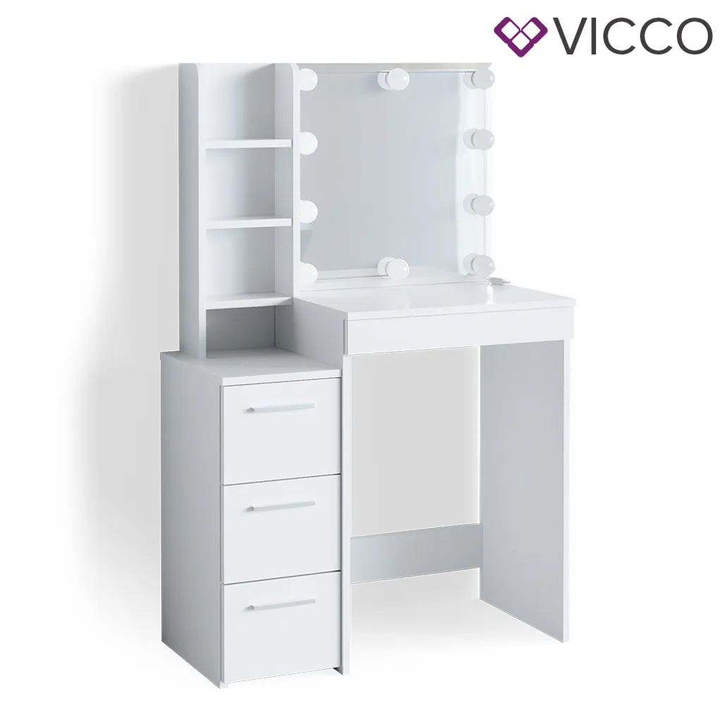 Vicco Schminktisch Frisiertisch Schminkkommode Meryl + LED-Beleuchtung Kommode – Bild 2