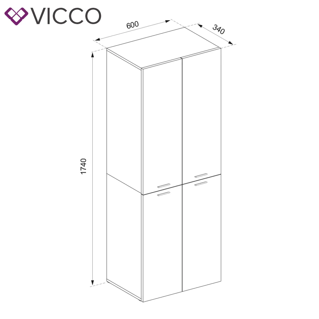 Vicco Kleiderschrank Weiß 60 X 174 X 34 Cm Holzwerkstoff – Bild 3
