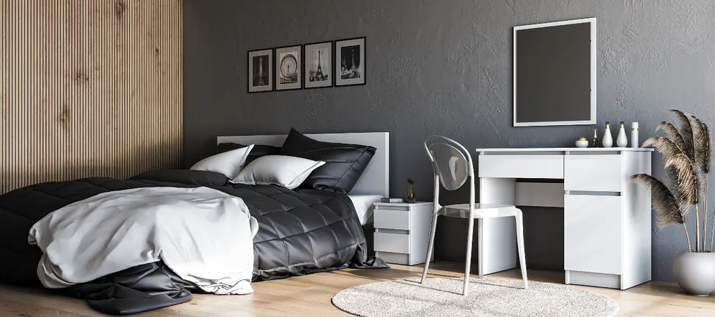 Schminktisch Weiß Mit Spiegel Und Schubladen Lora 90x50x77cm – Bild 10