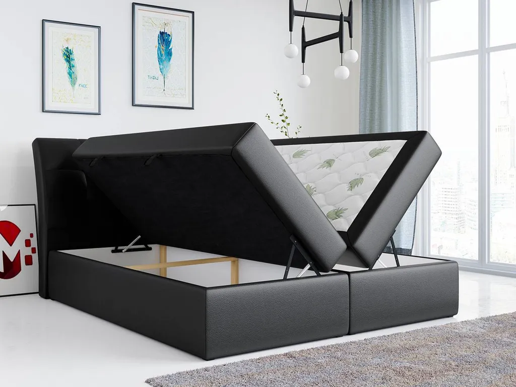 MKS MEBLE Boxspringbett Doppelbett - Polsterbett Mit Multipocket-Matratze Und Topper - Kunstlederbett Mit Bettkasten - Stauraumbett - DIEGOS – Bild 3