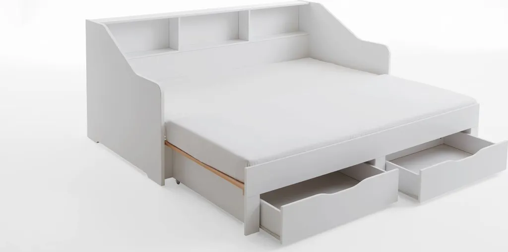 RELITA Funktionsbett Rene 90x 200 Auf 180 X 200 Cm Liegefläche Ausziehbar, Inkl. 2 Schubladen Und Regal – Bild 15