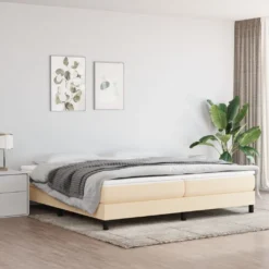 VidaXL Boxspringbett Mit Matratze Creme 200x200 Cm Stoff