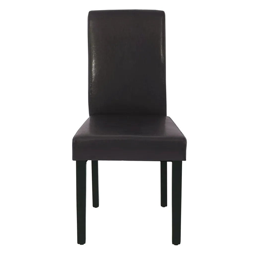 4er-Set Esszimmerstuhl HWC-J99, Küchenstuhl Stuhl Polsterstuhl, Holz Kunstleder Braun, Schwarze Beine – Bild 2