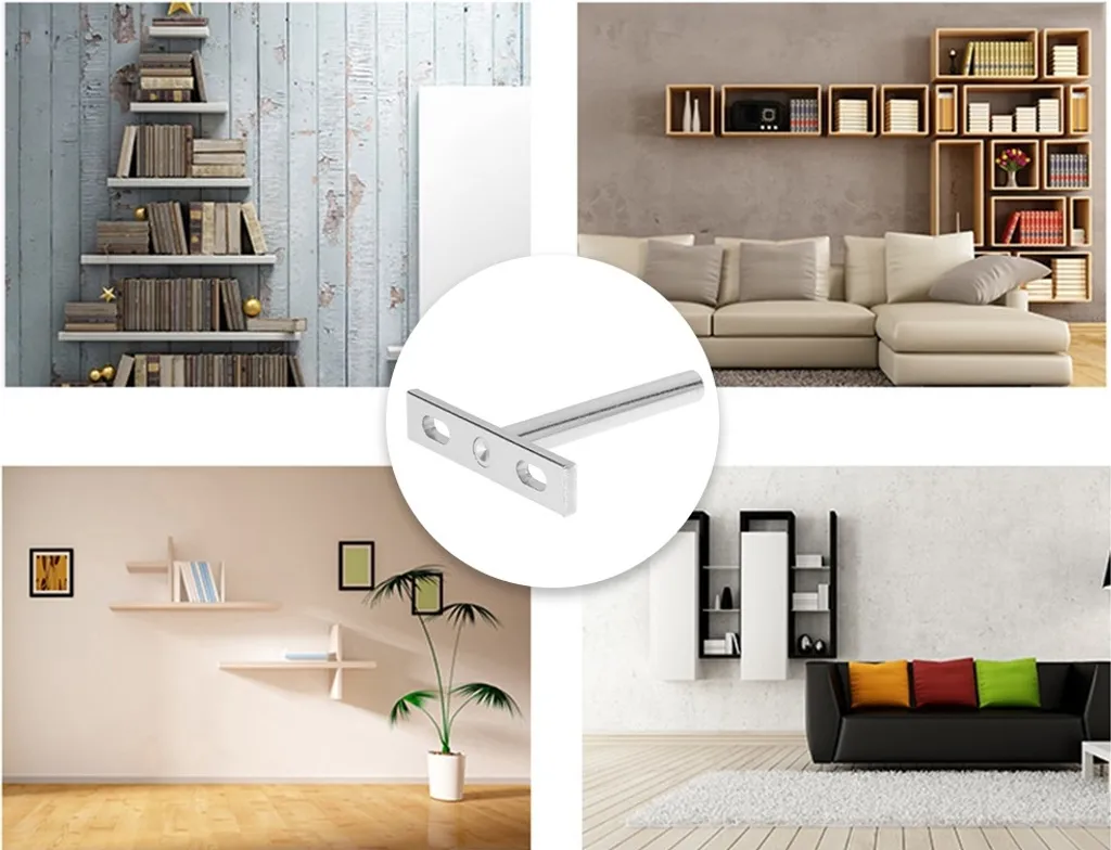 5 Paar Schwebende Regalhalterungen Für Wandboard, Schweberegalunsichtbar | Holzregalhalter 5-Zoll - Regalträger Unsichtbar Für Hängeregal Bücherregal | 121mm Tablarträger Verdeckt - T-Regalhalterung – Bild 3