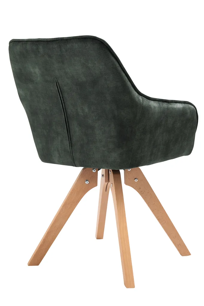SalesFever Armlehnstuhl | Drehbar | Bezug Vintage Samt-Velours | Gestell Buche-Holz | B 59 X T 61 X H 85 Cm | Dunkelgrün-natur – Bild 5