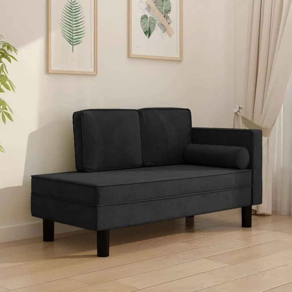 VidaXL Chaiselongue Mit Kissen Und Nackenrolle Schwarz Samt – Bild 2