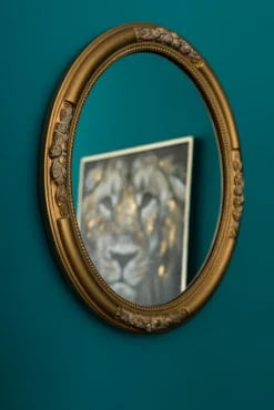 Ovaler Spiegel Beyzawi I Holz Gold