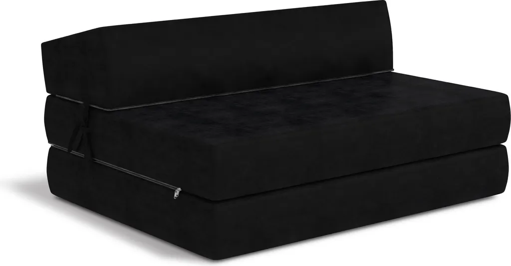 Klappmatratze 120x200 Cm Futonsofa Kaltschaum Polyurethan Höhe Ca. 14 Cm Microfibre Schwarz – Bild 2