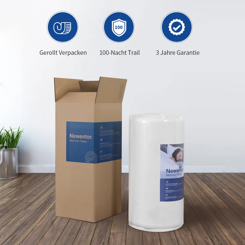 Newentor® 7cm Gel Memory Foam Topper 100x200 Matratzentopper, 2-in-1 Visco-Gelschaum Matratzenauflage Für Boxspringbett Unbequemes Schlafsofa – Bild 7