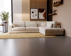 Ecksofa CARMEL - L-Form Polsterecke In Cord 320x256 (Farbe: Beige, Ottomane: Rechts)