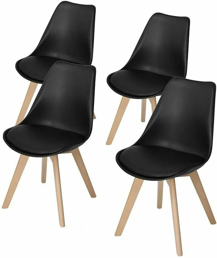 Esszimmerstuhl -4 Stück-Esszimmerstühle - Schalenstuhl - Gestell Aus Buchenholz - Schwarz – Bild 12