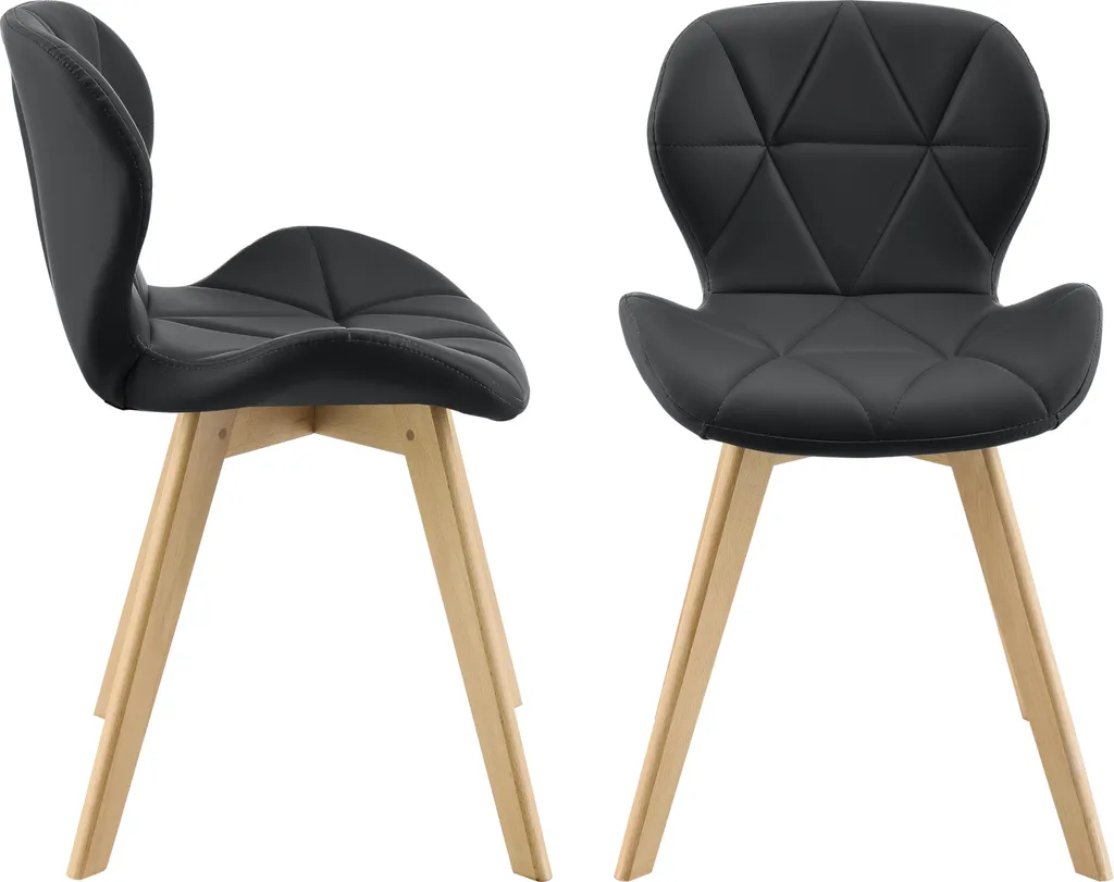 Esszimmerstuhl Älmhult 6-er Set 81x57 Cm Kunstleder Buche Stühle Wohnzimmerstuhl Küchenstuhl Schwarz – Bild 2