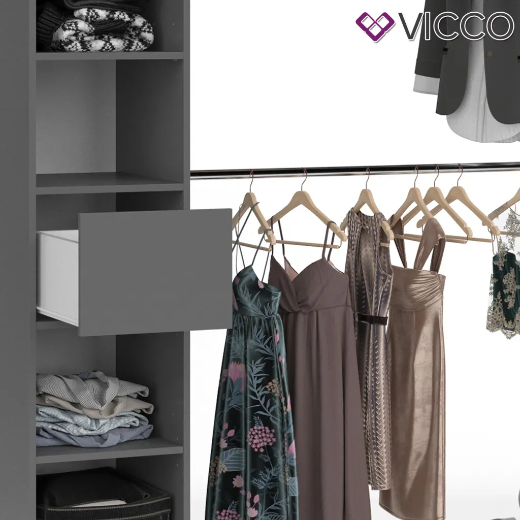 Vicco Kleiderschrank Visit Anthrazit 225,4 X 189,4 X 49,9 Cm Holzwerkstoff – Bild 6