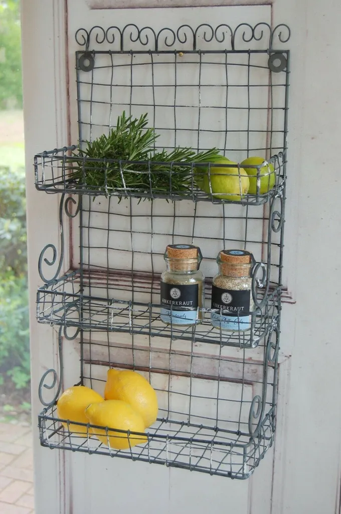 Landhaus Wandkorb, Regal, Johann, Antikgrau, 57 Cm Im Shabby Antique Chic