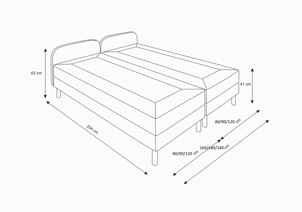 FURNIX Bett HIPO II 120x200cm Mit Bonell-Federung Kopfteil Und H2-Matratze CO160 – Bild 7