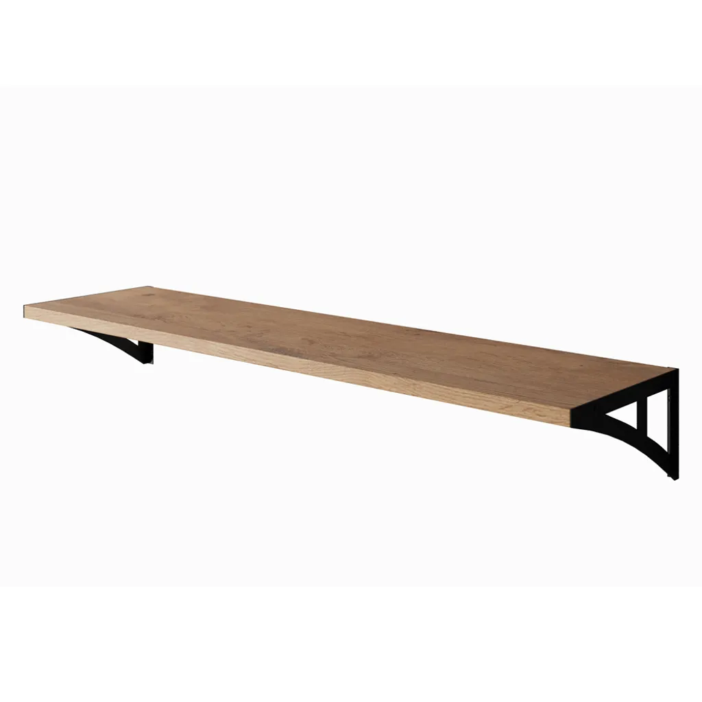 Selsey Wandregal SATARE - Hängeregal In Eiche Lancelot Mit Schwarzen Regalwinkeln, 90 Cm Brei – Bild 3