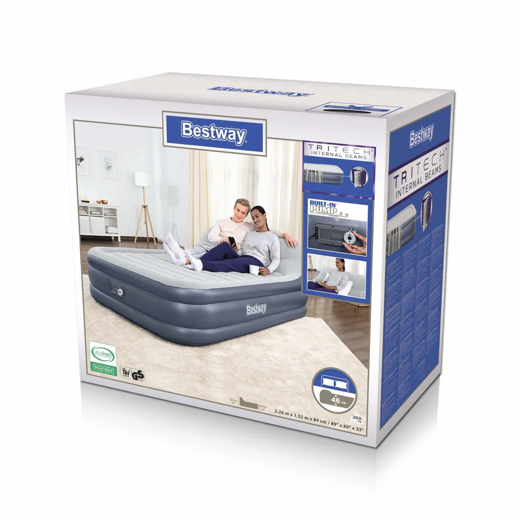 Bestway® TriTech™ SleekFlow™ Luftbett Mit Kopfteil & Luftpumpe Double XL/Hi 226 X 152 X 84 Cm – Bild 3