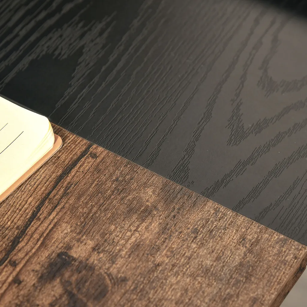 HOMCOM Computertisch Schreibtisch PC Tisch Bürotisch Industriestil Spanplatte Metall Rustikales Braun+Schwarz 120 X 60 X 73,5 Cm – Bild 8