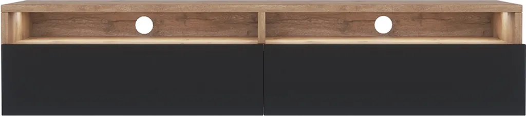 Selsey TV-Schrank REDNAW - Modernes TV-Board In Wotan Eiche Matt / Schwarz Hochglanz Mit LED, Stehend / Hängend, 140 Cm Breit – Bild 4