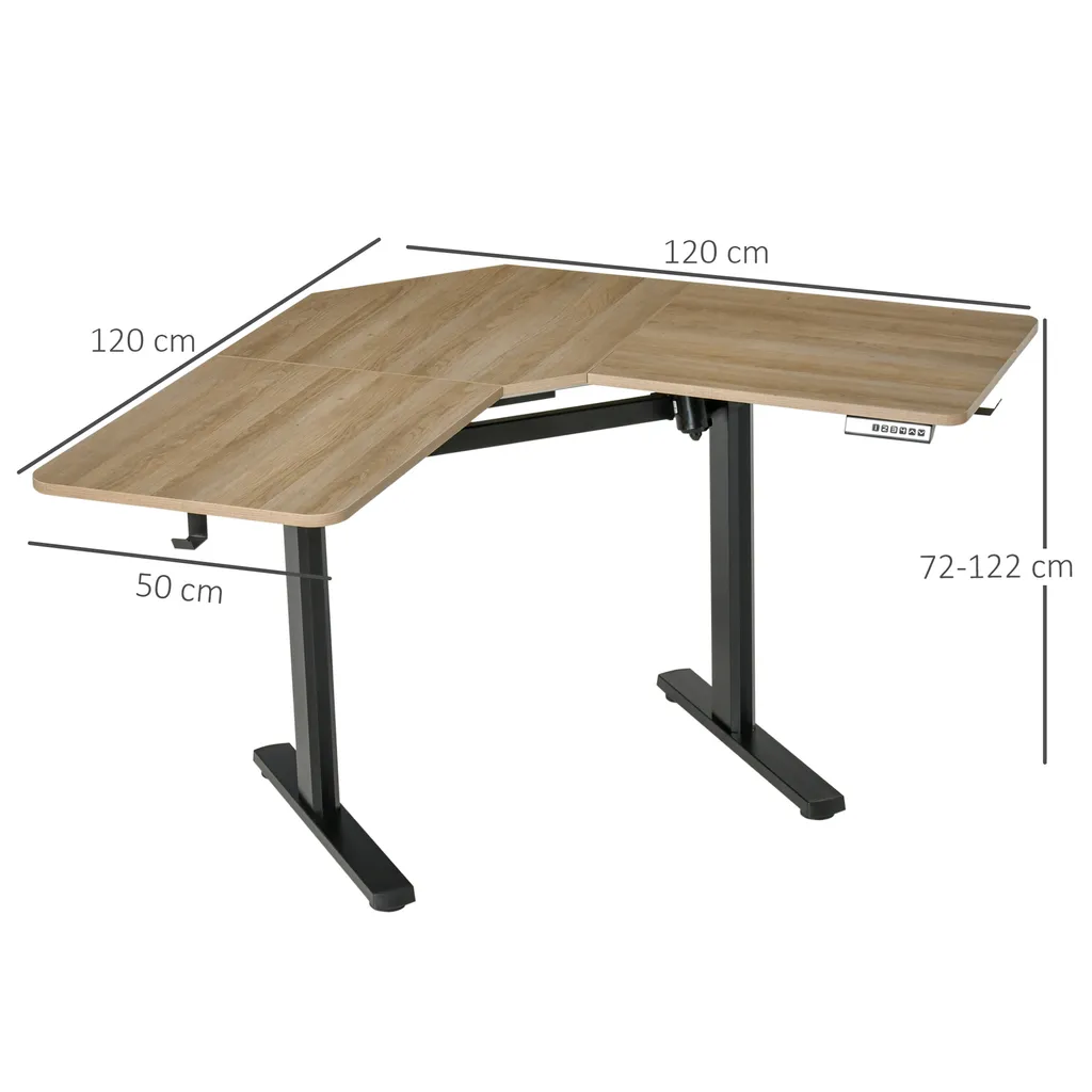 Vinsetto Elektrischer Schreibtisch Computertisch Höhenverstellbar Stehschreibtisch Bürotisch Schreibtischständer Speicherfunktion MDF Aluminium Natur+Schwarz 160 X 101 X 72-122 Cm – Bild 3