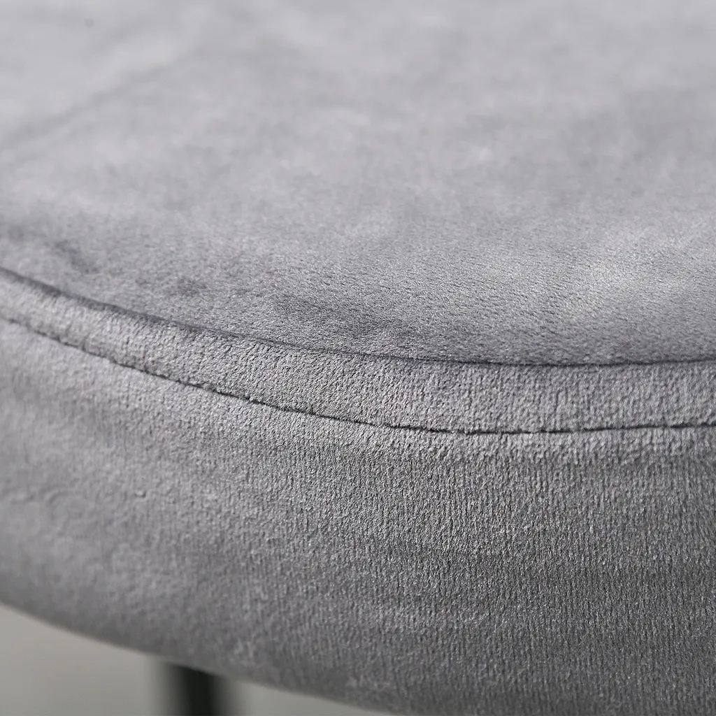 HOMCOM 4er-Set Esszimmerhocker Stapelhocker Küchenhocker Barhocker Velvet-Touch Modern Küche Esszimmer Polyester Stahl Grau 41,5 X 41,5 X 46 Cm – Bild 7