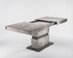 HOMEXPERTS Tisch Mit Auszug MARLEY 140-195 X 90, H 75 Cm Grau 8 Sitzplätze Mittelauszug Synchron Mit Einlegeplatte Rechteckig