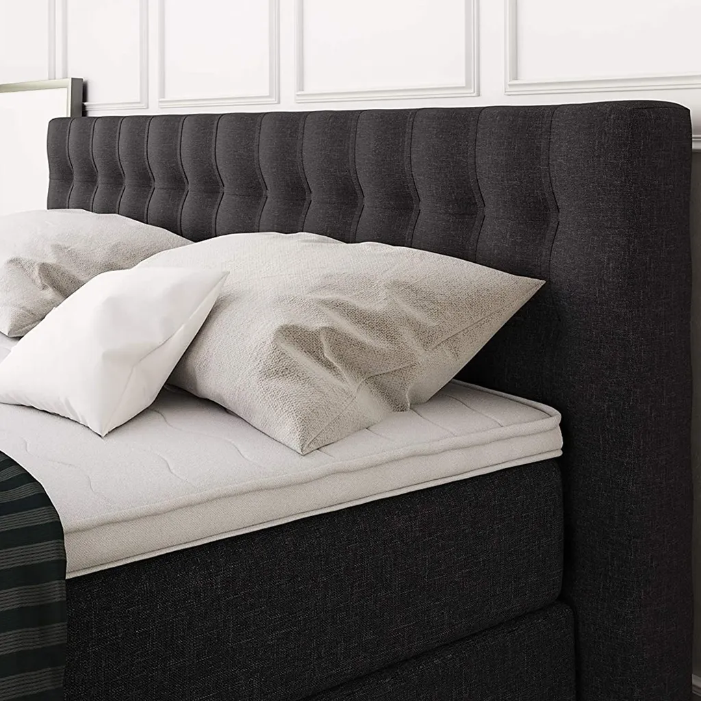 King Boxspringbett 180x200 Cm 7-Zonen Taschenfederkernmatratze Und Visco-Topper | Farbe: Anthrazit, Härtegrad H3 – Bild 5
