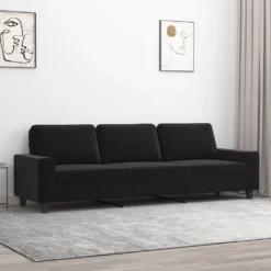 VidaXL 3-Sitzer-Sofa Schwarz 210 Cm Mikrofasergewebe