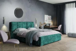 GRAINGOLD Polsterbett 160x200 Cm Story - Doppelbett Mit Bettkasten, Kopfteil & Lattenrost - Grün