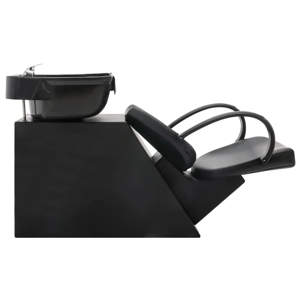 VidaXL Friseurstuhl Mit Waschbecken Schwarz Kunstleder – Bild 3
