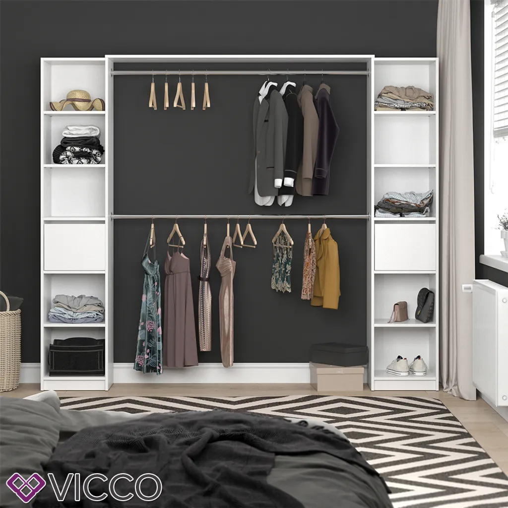 Vicco Kleiderschrank Guest Weiß 225,4 X 189,4 X 35 Cm Holzwerkstoff – Bild 4