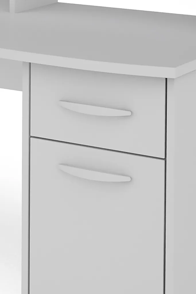 ByLIVING Schreibtisch Fantastic, 180x65 Cm, Melamin Weiß, Griffe Kunststoff Silberfarben – Bild 4