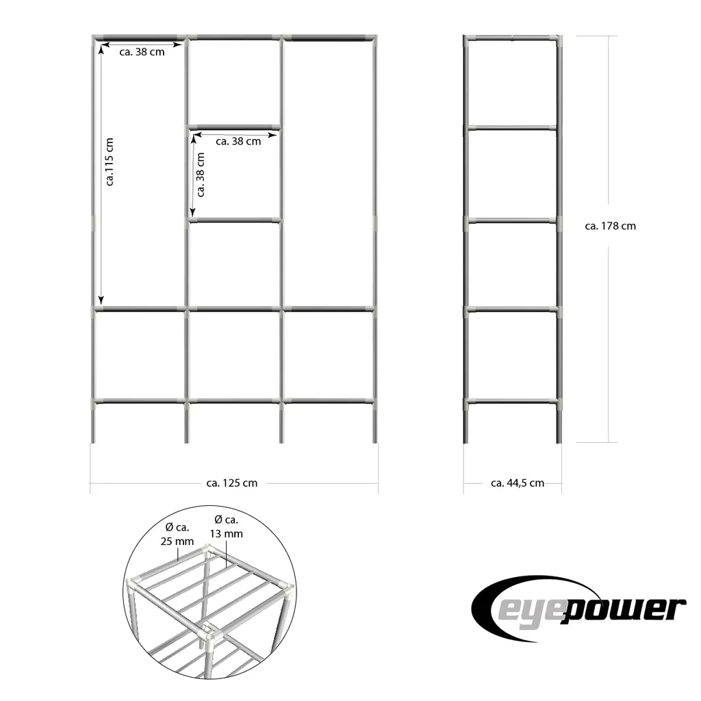 Großes XXL Schrankregal Offener Kleiderschrank DIY-Regal Begehbar Faltschrank – Bild 4