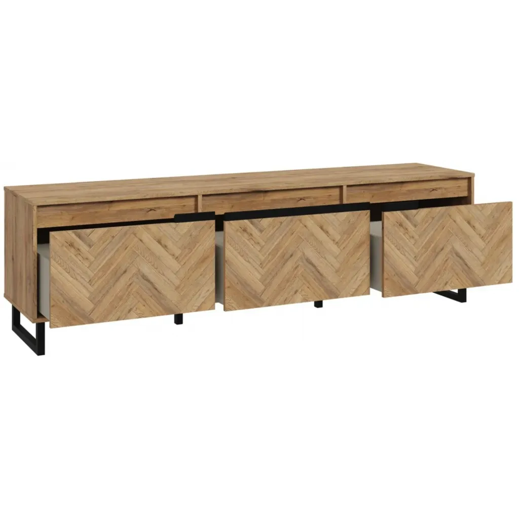 Lowboard SOLLETICO HIFI TV Fernseher Kommode Ca. 186 X 54x 42 Cm Bartex Eiche Nb. Staboptik – Bild 5