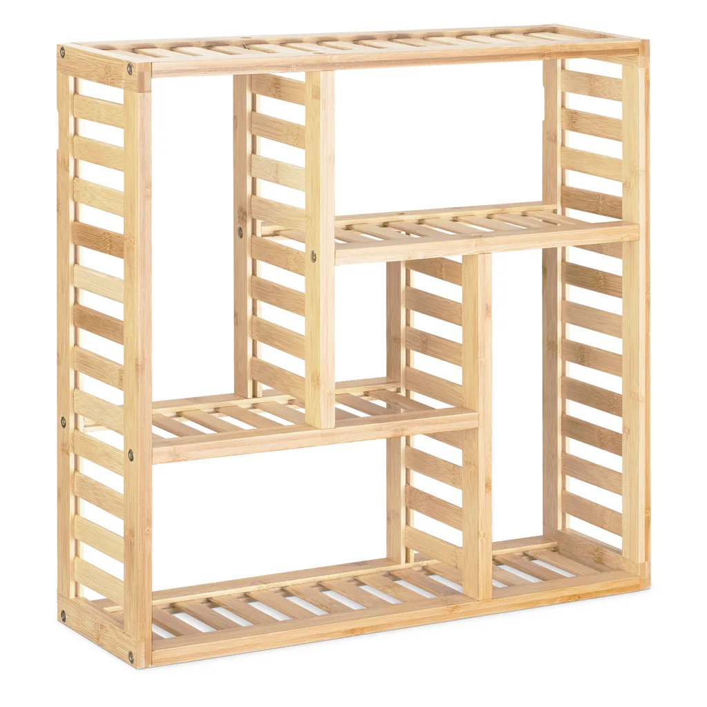 Navaris Bambus Badregal Inkl. Montage-Material - 50x50x15cm Regal Für Bad Küche Büro Flur Wohnzimmer - Wandregal Bambusregal Badezimmer – Bild 4