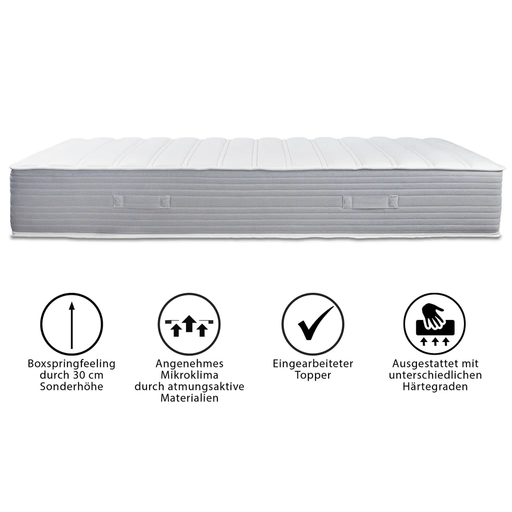 Relaxsan Matratze 90 X 200 | H2 Und H3 | Höhe 30cm | Atmungsaktive 2-Seitige-Wendematratze | Viscoschaum Boxspringlike Mit Integriertem Topper – Bild 4