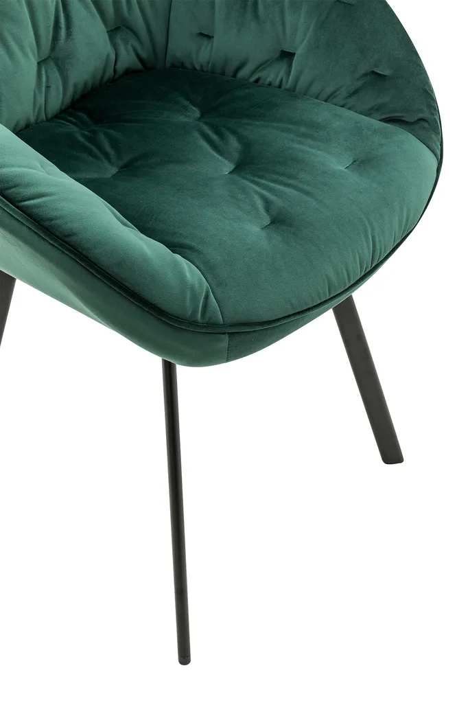 SalesFever Polsterstuhl 2er Set Mit Armlehnen | Stoffbezug In Samt-Optik | Gestell Metall Schwarz | Diamantsteppung | B 62 X T 66 X H 83 Cm | Grün – Bild 6