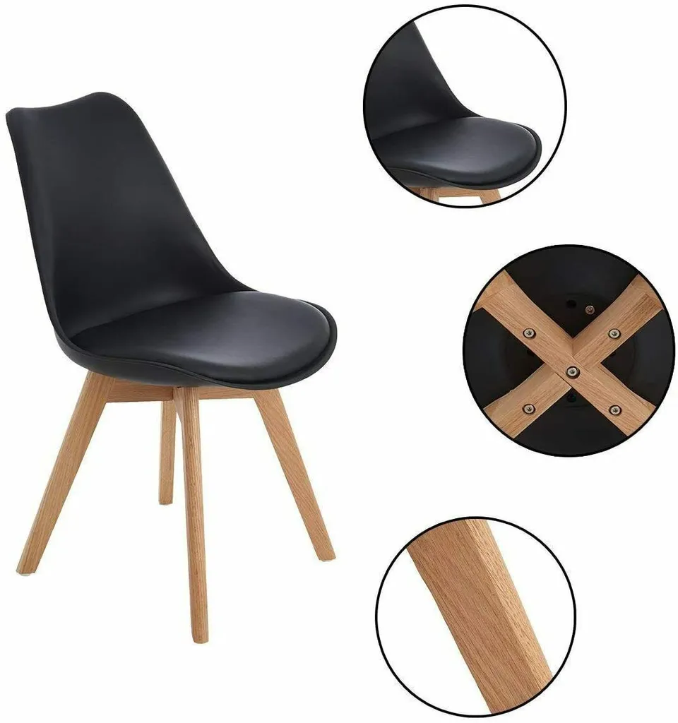 Esszimmerstuhl -4 Stück-Esszimmerstühle - Schalenstuhl - Gestell Aus Buchenholz - Schwarz – Bild 11