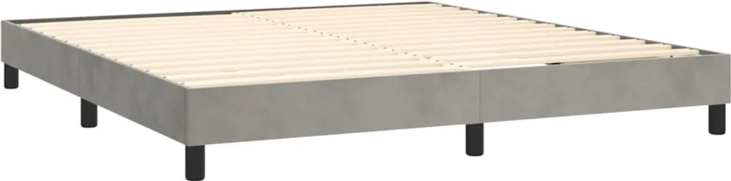 VidaXL Boxspringbett Mit Matratze Hellgrau 160x200 Cm Samt – Bild 3