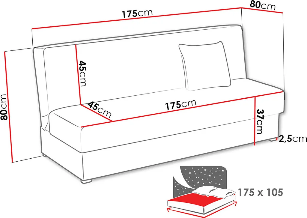 Mirjan24 Schlafsofa Adela Mini Cord, Couch Mit Schlaffunktion Und Bettkasten, 3 Sitzer Aufklappbar Sofa (Farbe: Poso 01) – Bild 6