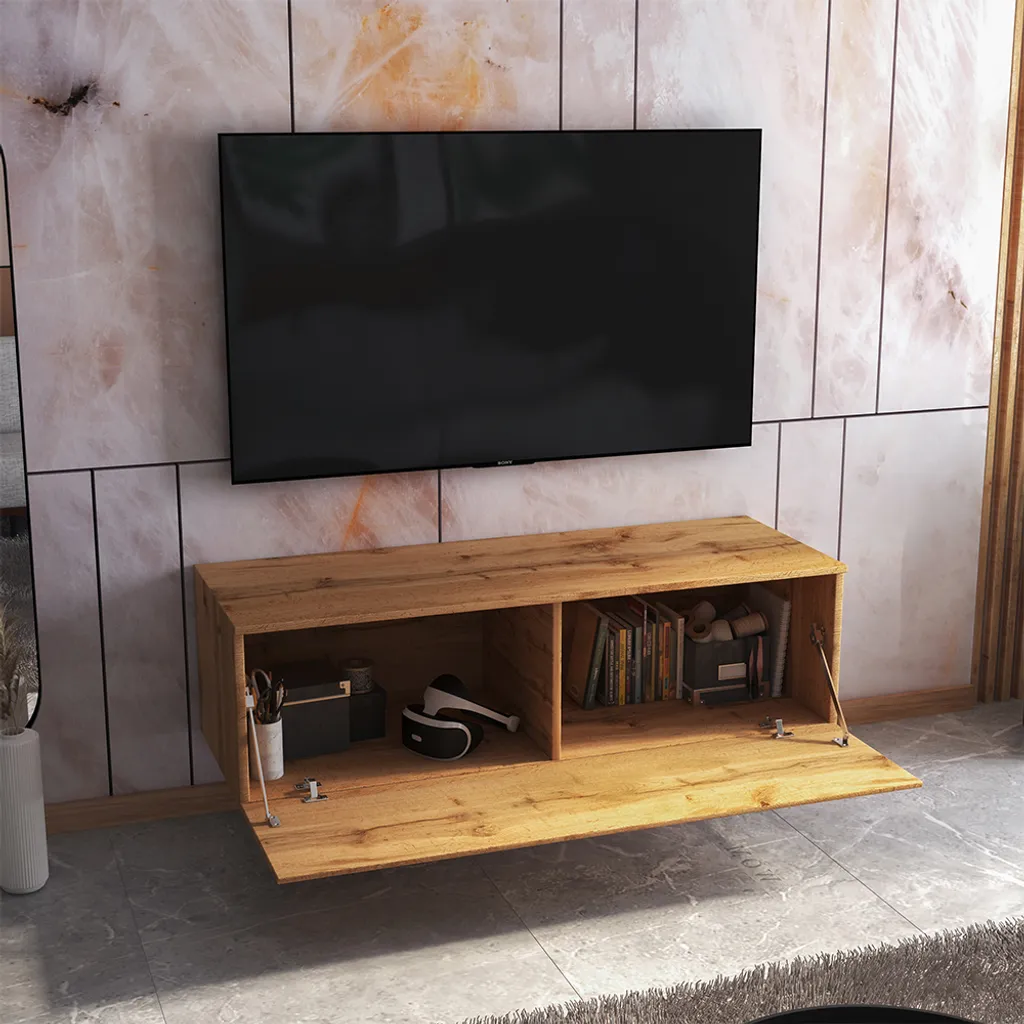 Selsey TV-Board SKYLARA - TV-Bank In Wotan Eiche Matt - 140 Cm Breit - Stehend / Hängend – Bild 2