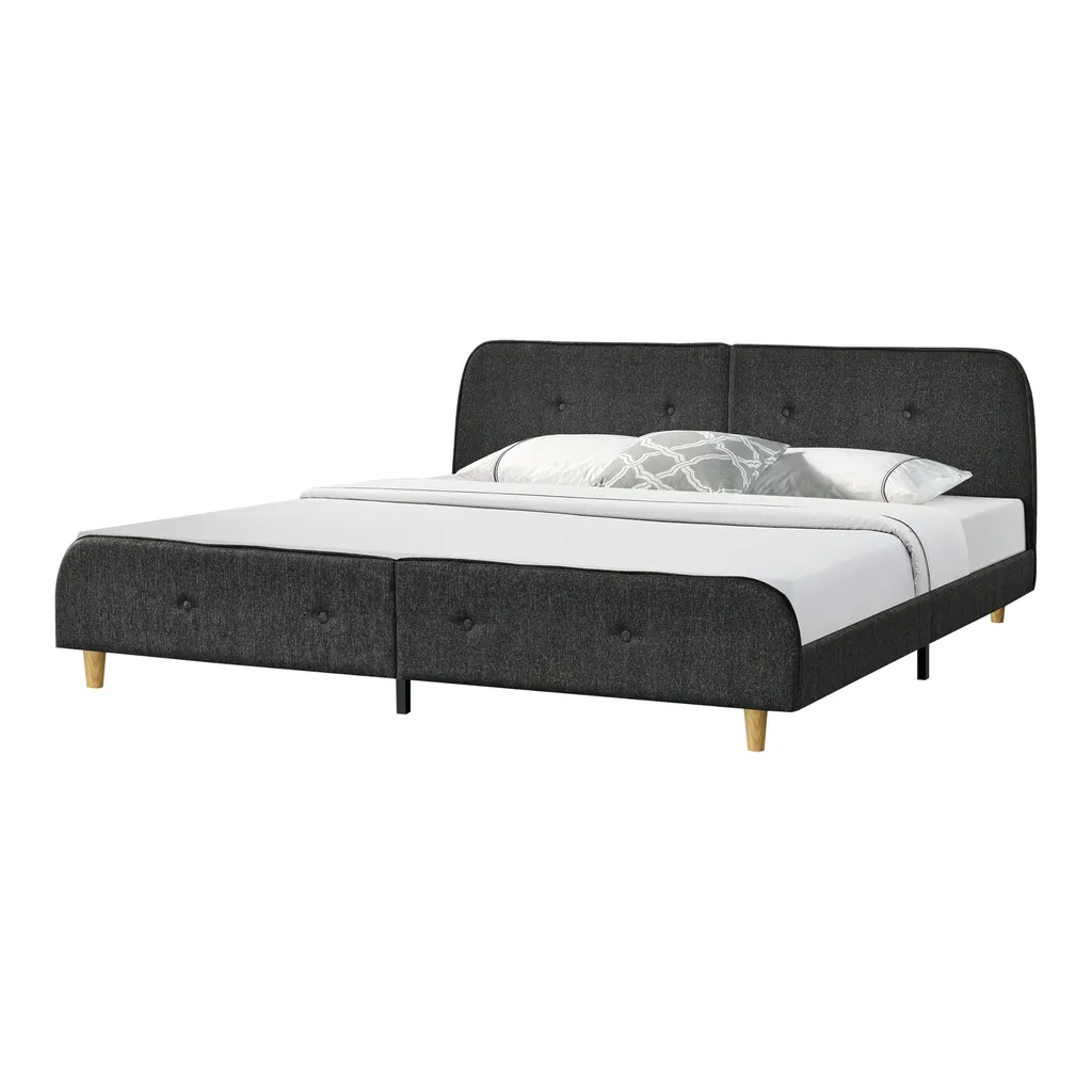 Polsterbett Silkeborg 180x200cm Doppelbett Ehebett Bett Mit Lattenrost Leinen Dunkelgrau