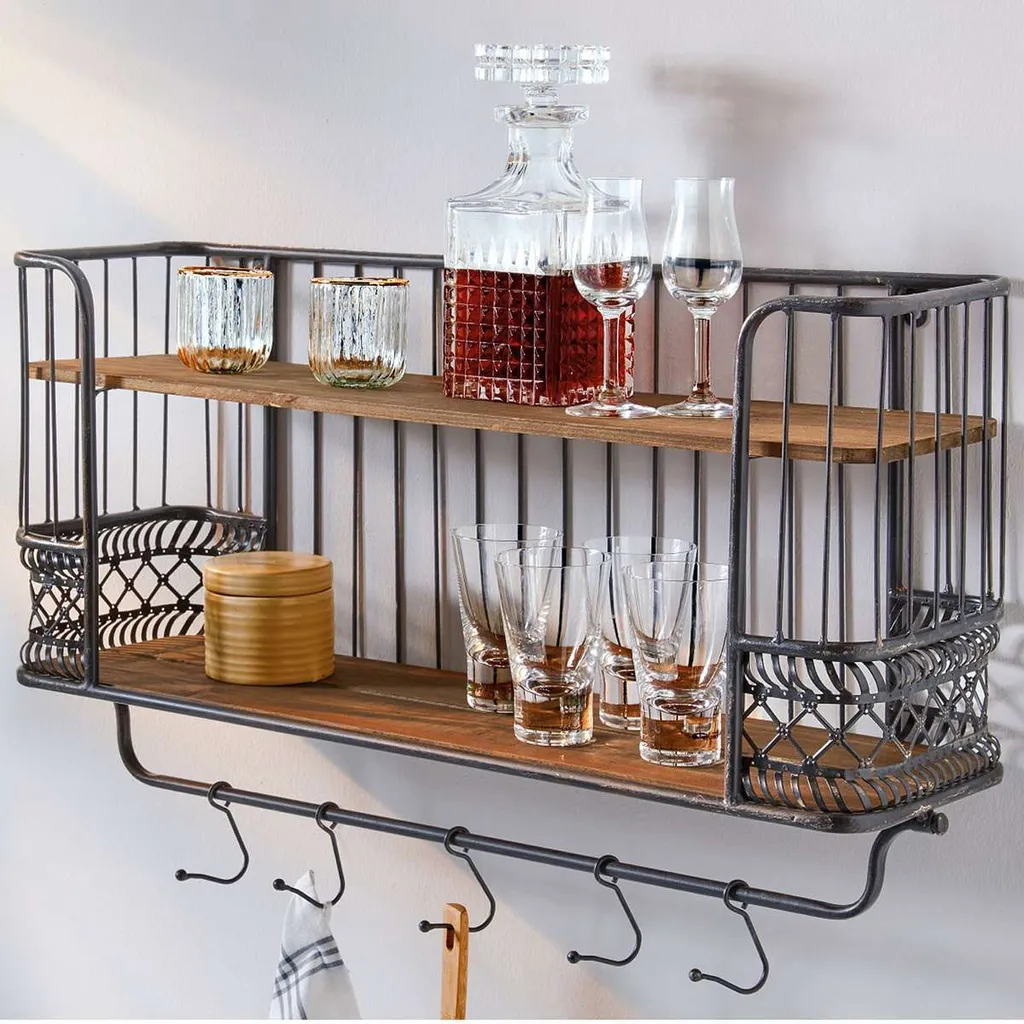 Wandregal Küchenregal Ablage Wandboard Hängeregal Mit Hakenleiste Iva 72 Cm – Bild 4