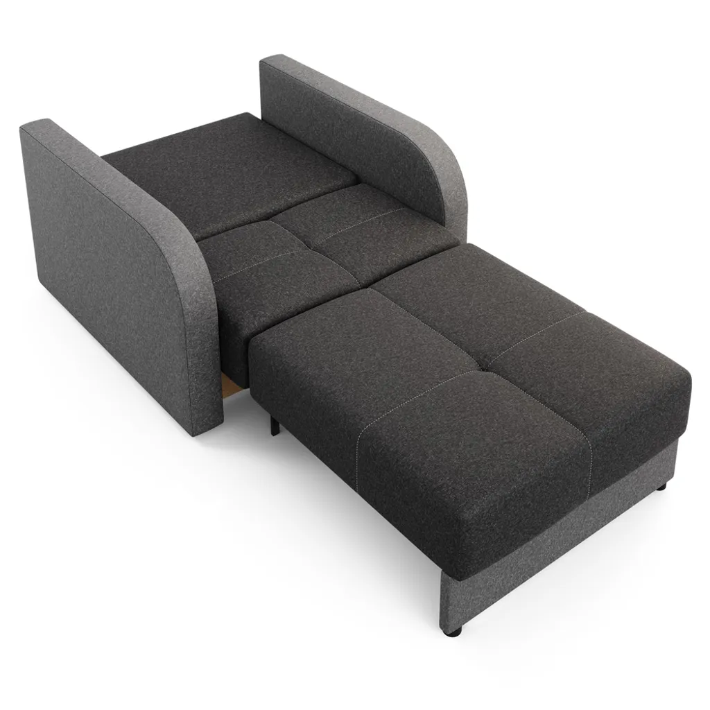 Selsey Schlafsofa MELANA - 1-Sitzer Sofa In Schwarz / Dunkelgrau Mit Schlaffunktion Und Bettkasten, 102 Cm Breit – Bild 3