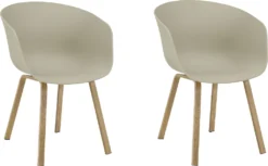 SalesFever Esszimmerstuhl 2er Set | Sitzschale Kunststoff | Metallbeine In Holzoptik | B 54,5 X T 54,5 X H 78 Cm | Grau