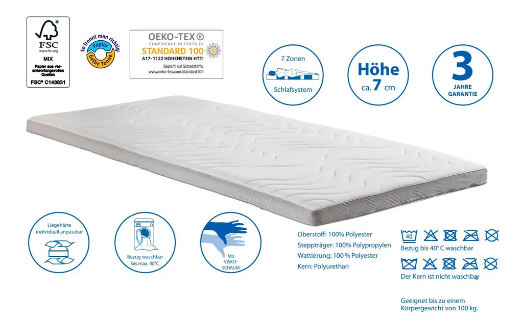 HOME DELUXE - TOPPER 90x200 Cm Matratzentopper Bettauflage Matratzenauflag – Bild 4