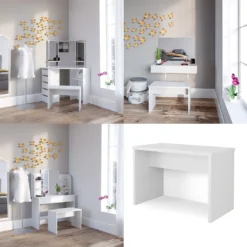 Vicco Schminktisch HOCKER Bank Cm Weiß - Frisiertisch Kommode Spiegel